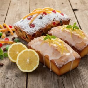 cake de limon y de frutas confitadas