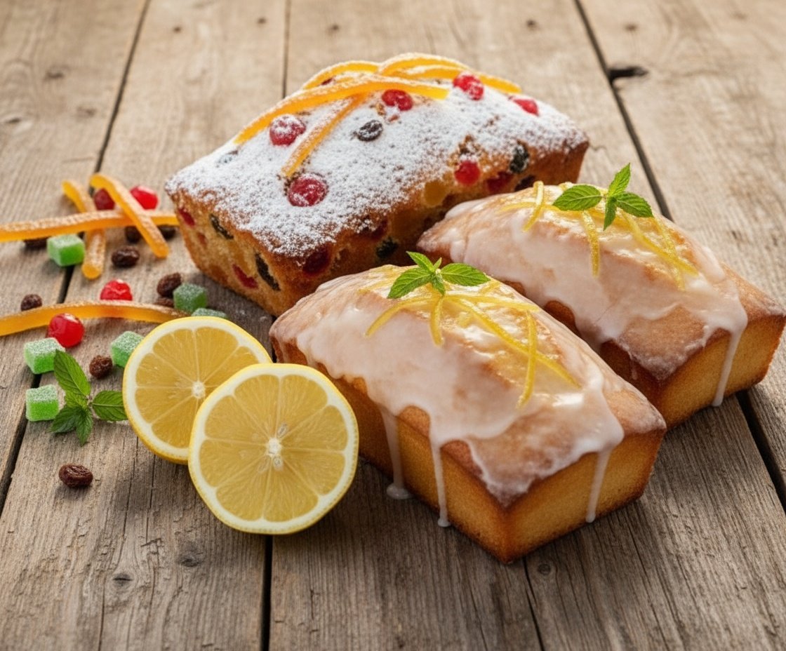 cake de limon y de frutas confitadas