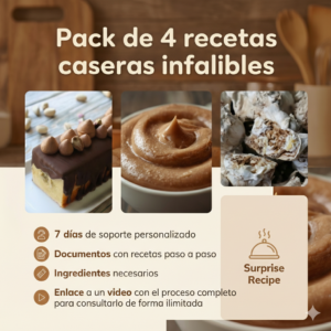 Pack 4 recetas (3+1) Postres fáciles (PDF+Video) con 7 días de asesoría